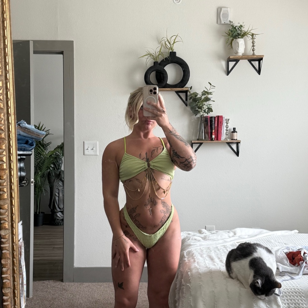 Green Cutout Bikini Set